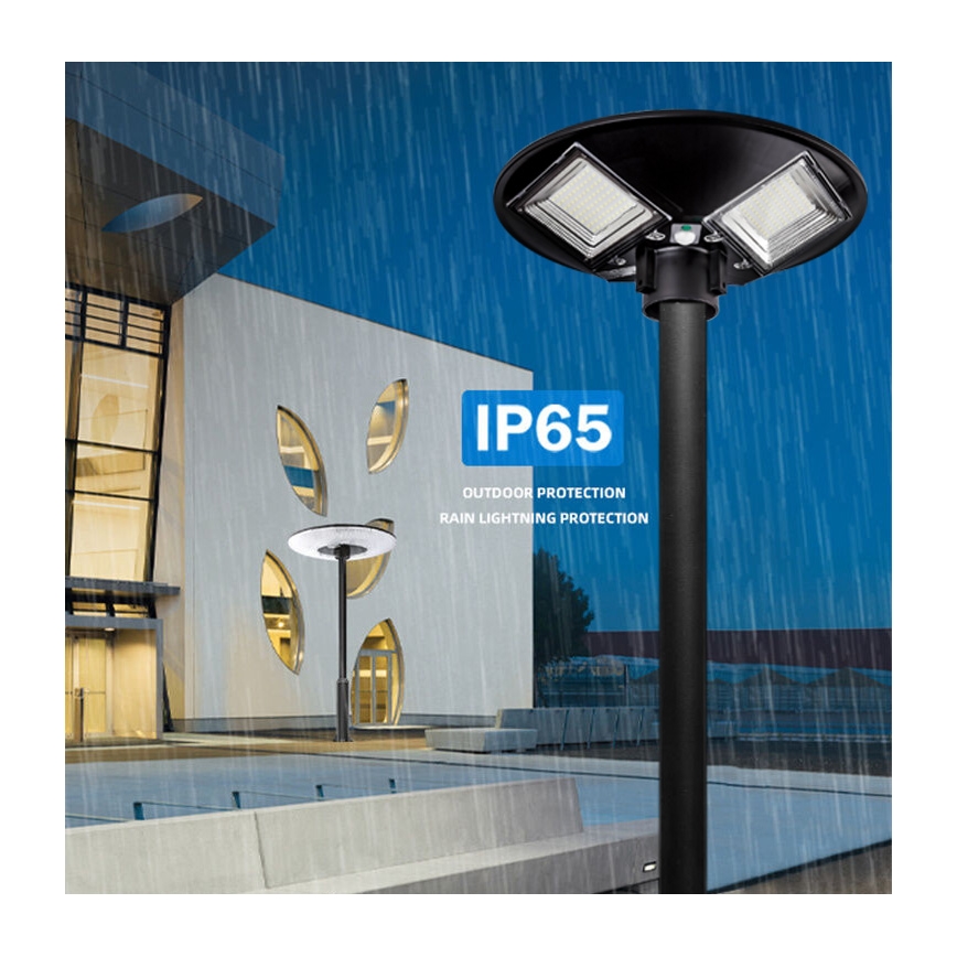 LED Hämardatav päikesepaneeliga tänavavalgusti koos anduriga LED/15W/6V 11000 mAh 6500K IP65 must + kaugjuhtimispult