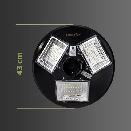 LED Hämardatav päikesepaneeliga tänavavalgusti koos anduriga LED/15W/6V 11000 mAh 6500K IP65 must + kaugjuhtimispult