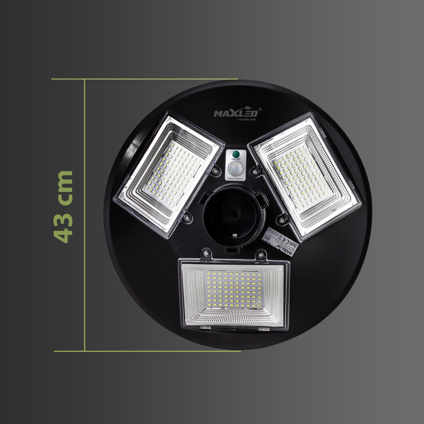 LED Hämardatav päikesepaneeliga tänavavalgusti koos anduriga LED/15W/6V 11000 mAh 6500K IP65 must + kaugjuhtimispult