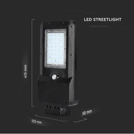 LED Päikesepaneeliga tänavalamp koos anduriga LED/15W/7,4V 4000K IP65 10800 mAh