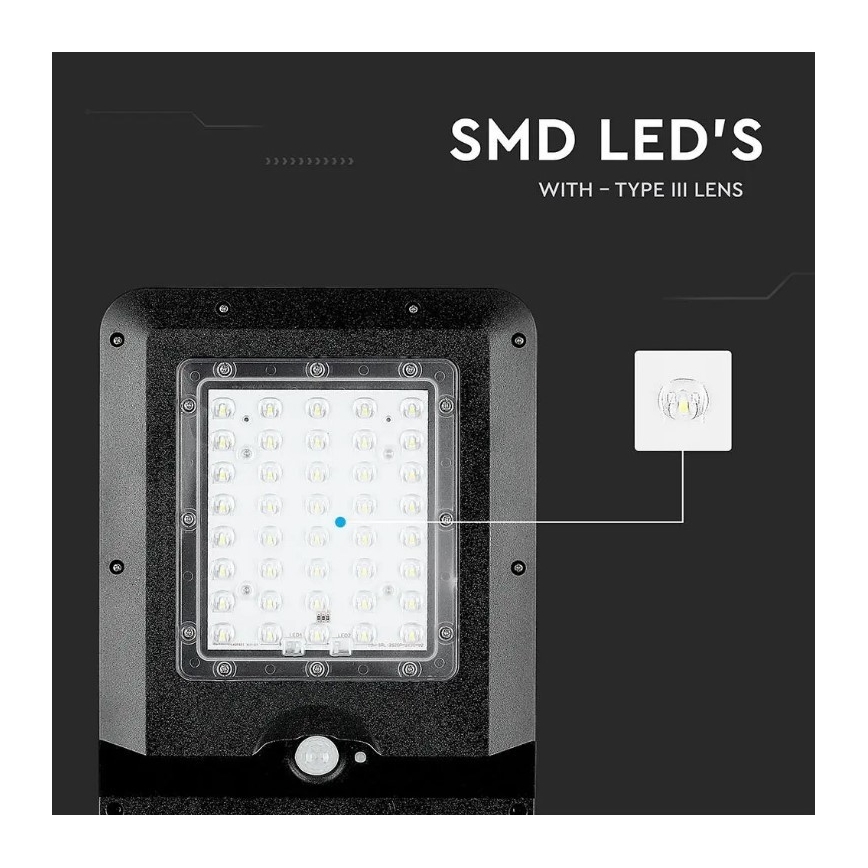 LED Päikesepaneeliga tänavalamp koos anduriga LED/15W/7,4V 6000K IP65 10800 mAh