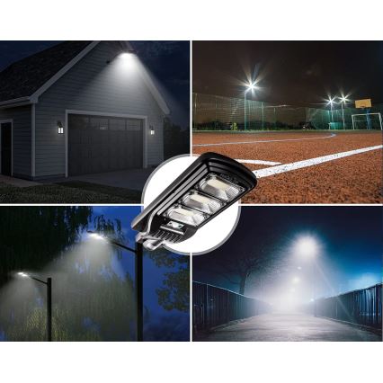 LED Hämardatav päikesepaneeliga tänavavalgusti koos anduriga LED/180W/6V 6500K IP65 must + kaugjuhtimispult