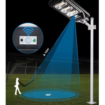 LED Hämardatav päikesepaneeliga tänavavalgusti koos anduriga LED/180W/6V 6500K IP65 must + kaugjuhtimispult