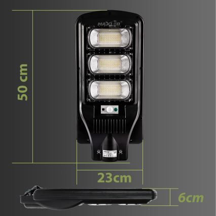 LED Hämardatav päikesepaneeliga tänavavalgusti koos anduriga LED/180W/6V 6500K IP65 must + kaugjuhtimispult