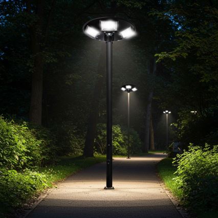 LED Hämardatav päikesepaneeliga tänavavalgusti koos anduriga LED/22W/6V 18000 mAh 6500K IP65 must + kaugjuhtimispult