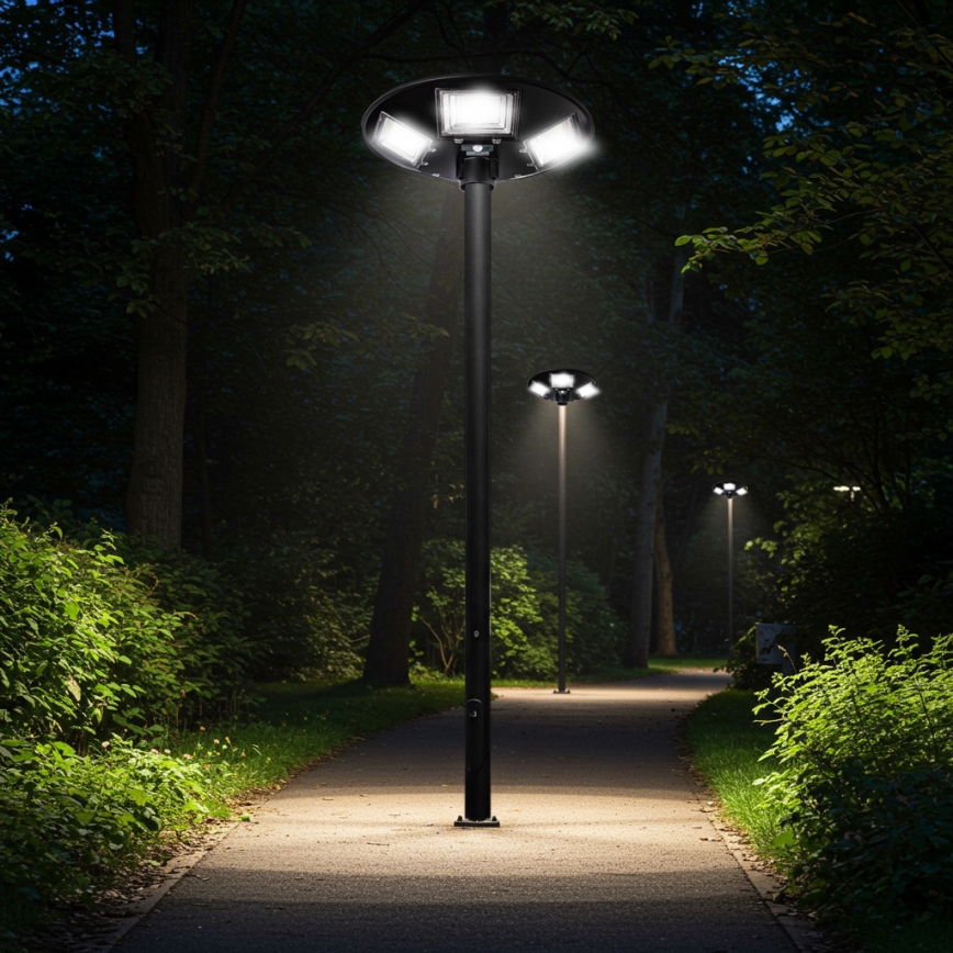 LED Hämardatav päikesepaneeliga tänavavalgusti koos anduriga LED/22W/6V 18000 mAh 6500K IP65 must + kaugjuhtimispult