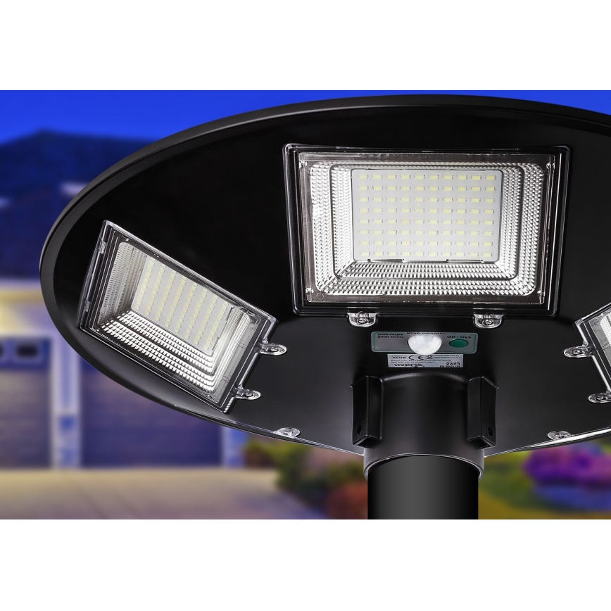 LED Hämardatav päikesepaneeliga tänavavalgusti koos anduriga LED/22W/6V 18000 mAh 6500K IP65 must + kaugjuhtimispult