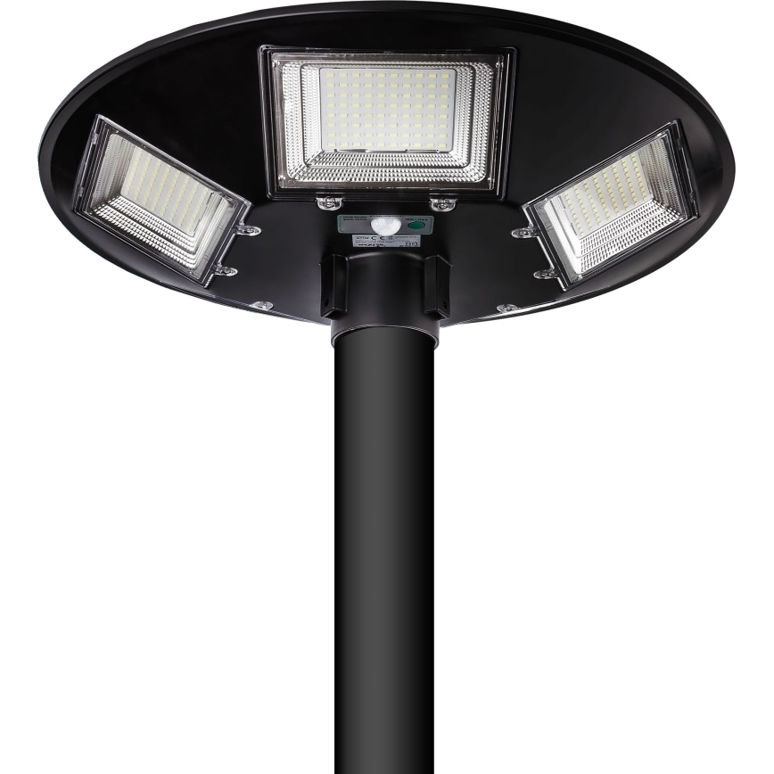 LED Hämardatav päikesepaneeliga tänavavalgusti koos anduriga LED/22W/6V 18000 mAh 6500K IP65 must + kaugjuhtimispult