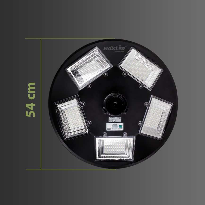 LED Hämardatav päikesepaneeliga tänavavalgusti koos anduriga LED/22W/6V 18000 mAh 6500K IP65 must + kaugjuhtimispult