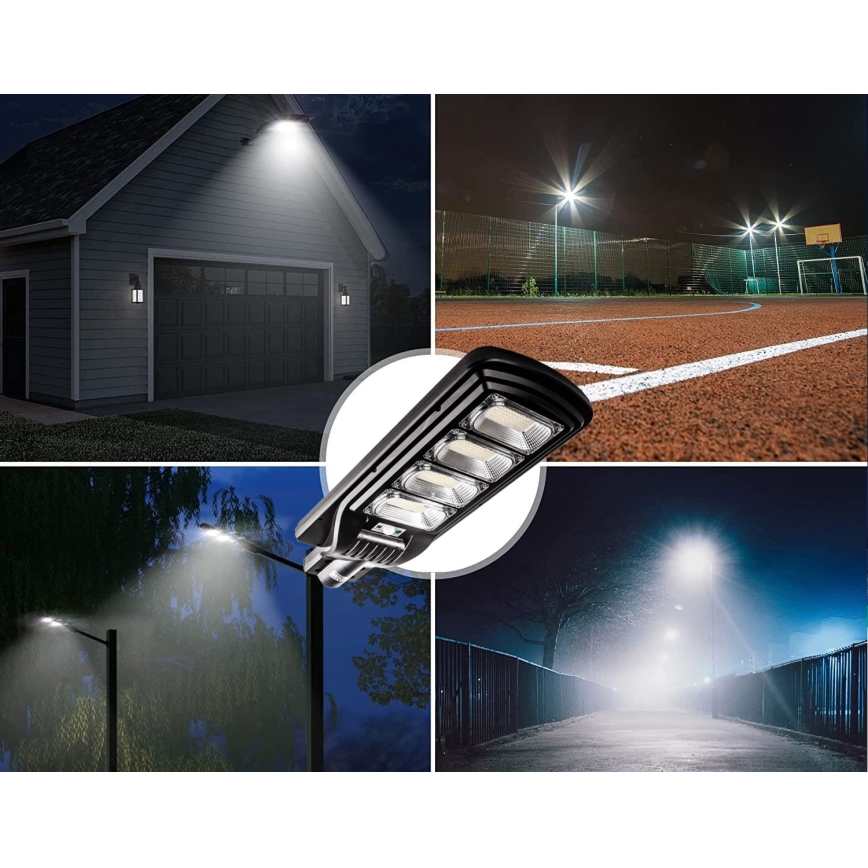 LED Hämardatav päikesepaneeliga tänavavalgusti koos anduriga LED/240W/6V 6500K IP65 must + kaugjuhtimispult