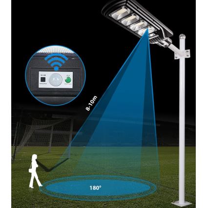 LED Hämardatav päikesepaneeliga tänavavalgusti koos anduriga LED/240W/6V 6500K IP65 must + kaugjuhtimispult