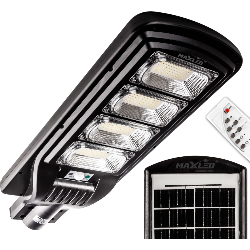 LED Hämardatav päikesepaneeliga tänavavalgusti koos anduriga LED/240W/6V 6500K IP65 must + kaugjuhtimispult