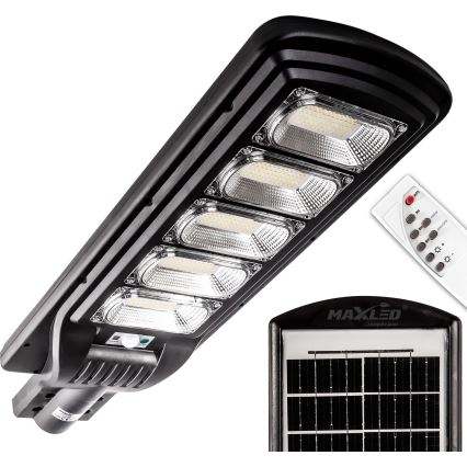 LED Hämardatav päikesepaneeliga tänavavalgusti koos anduriga LED/300W/6V 6500K IP65 must + kaugjuhtimispult