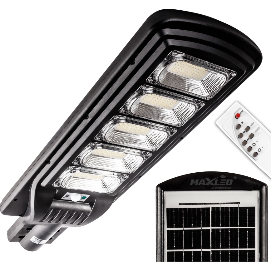 LED Hämardatav päikesepaneeliga tänavavalgusti koos anduriga LED/300W/6V 6500K IP65 must + kaugjuhtimispult