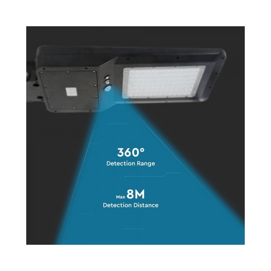 LED Päikesepaneeliga tänavalamp koos anduriga LED/40W/9,6V IP65 6000K 12000 mAh + kaugjuhtimispult