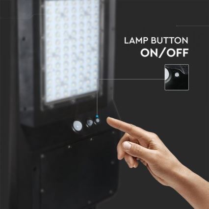 LED Päikesepaneeliga tänavalamp koos anduriga LED/40W/9,6V IP65 6000K 12000 mAh + kaugjuhtimispult