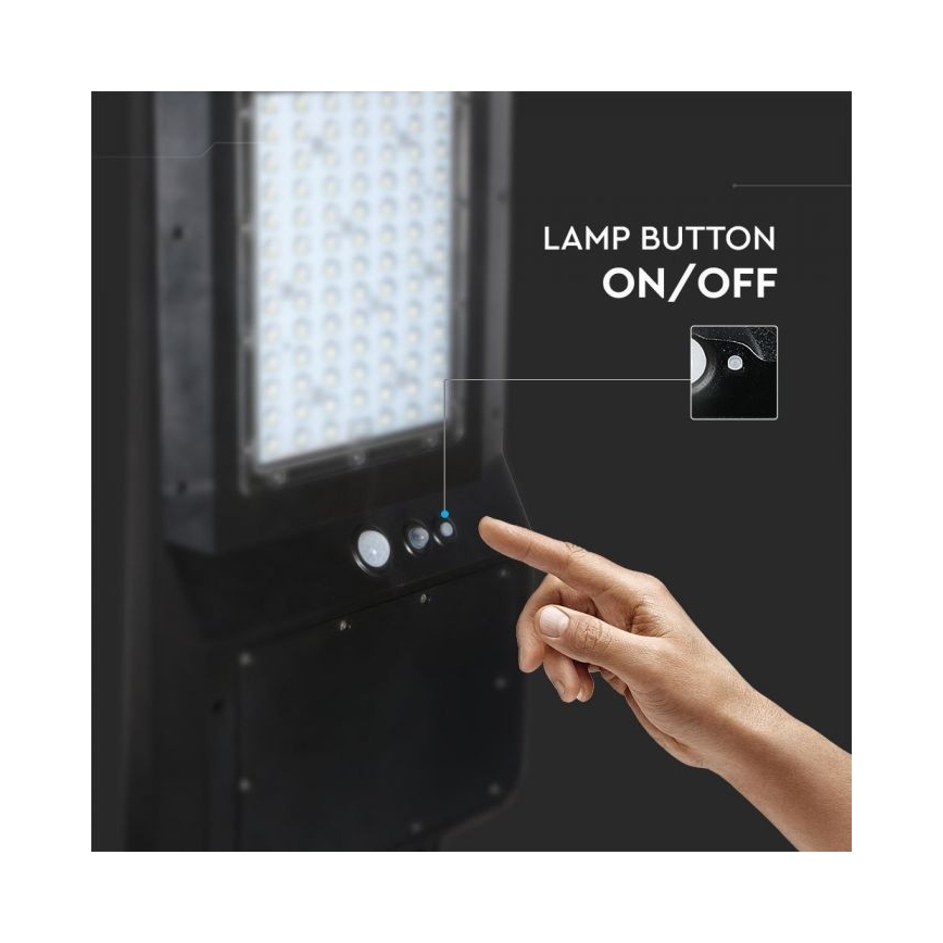 LED Päikesepaneeliga tänavalamp koos anduriga LED/40W/9,6V IP65 6000K 12000 mAh + kaugjuhtimispult