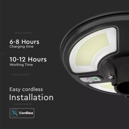 LED Päikesepaneeliga tänavalamp koos anduriga LED/7,5W/3,2V IP65 4000K 15000 mAh + kaugjuhtimispult