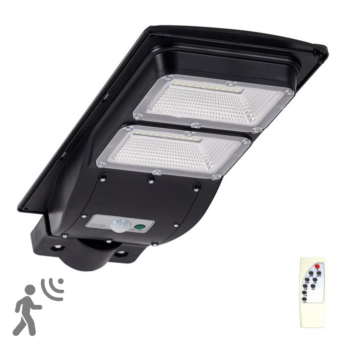 LED Päikesepaneeliga tänavalamp koos anduriga STREET 2xLED/6W/3,2V 12000 mAh IP65 + kaugjuhtimispult