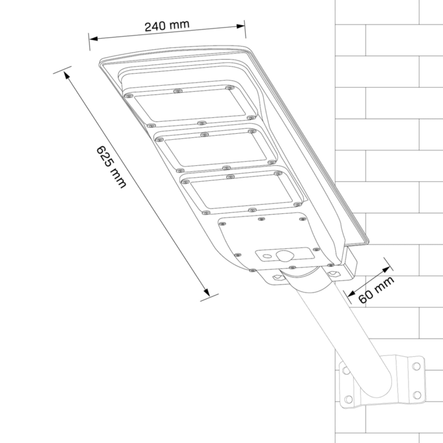 LED Päikesepaneeliga tänavalamp koos anduriga STREET LED/10W/3,2V IP65 + kaugjuhtimispult