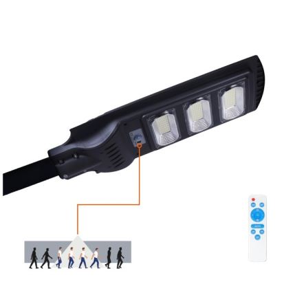 LED Hämardatav päikesepaneeliga tänavalamp koos liikumis- ja hämardusanduriga URBI LED/8W/3,2V 6500K IP54 + kaugjuhtimispult