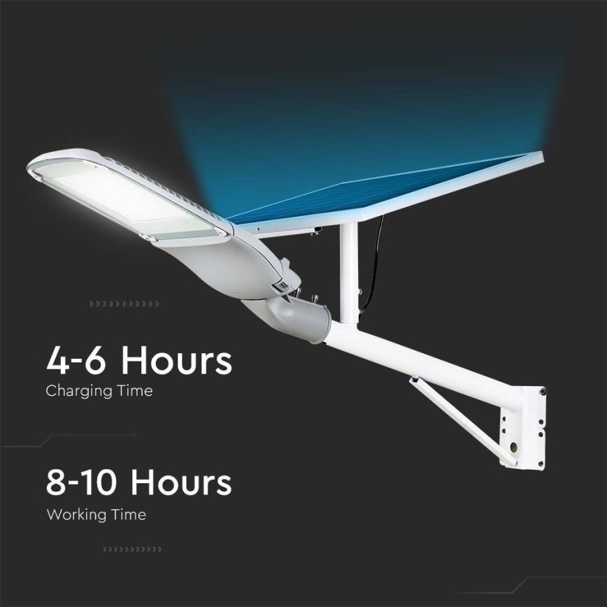 LED Hämardatav päikesepaneeliga tänavalamp SAMSUNG CHIP LED/50W/6,4V 4000K IP65 30000 mAh + kaugjuhtimispult