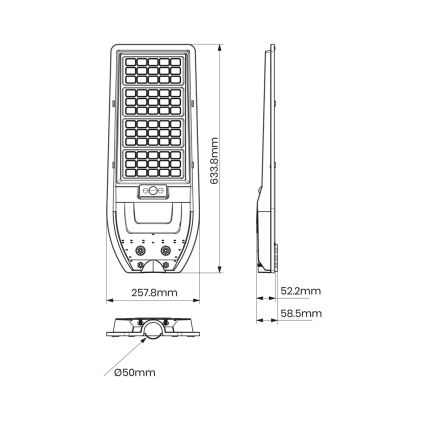 LED Päikesepaneeliga tänavalamp VIA 150W/15000 mAh 3,2V 6000K IP65 + pult