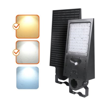 LED hämardatav päikesepaneeliga tänavavalgusti anduriga STREET LED/30W/9,6V 3000/4000K 6000 mAh IP65 + kaugjuhtimispult