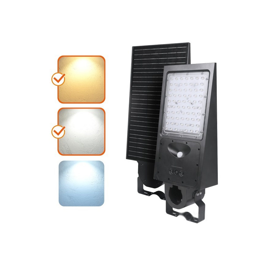 LED hämardatav päikesepaneeliga tänavavalgusti anduriga STREET LED/30W/9,6V 3000/4000K 6000 mAh IP65 + kaugjuhtimispult