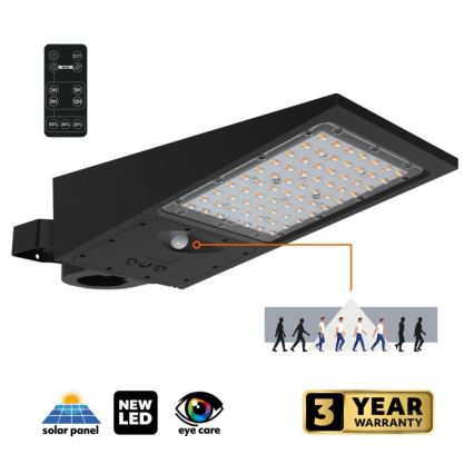 LED hämardatav päikesepaneeliga tänavavalgusti anduriga STREET LED/30W/9,6V 3000/4000K 6000 mAh IP65 + kaugjuhtimispult