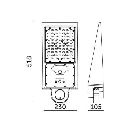 LED hämardatav päikesepaneeliga tänavavalgusti anduriga STREET LED/30W/9,6V 3000/4000K 6000 mAh IP65 + kaugjuhtimispult