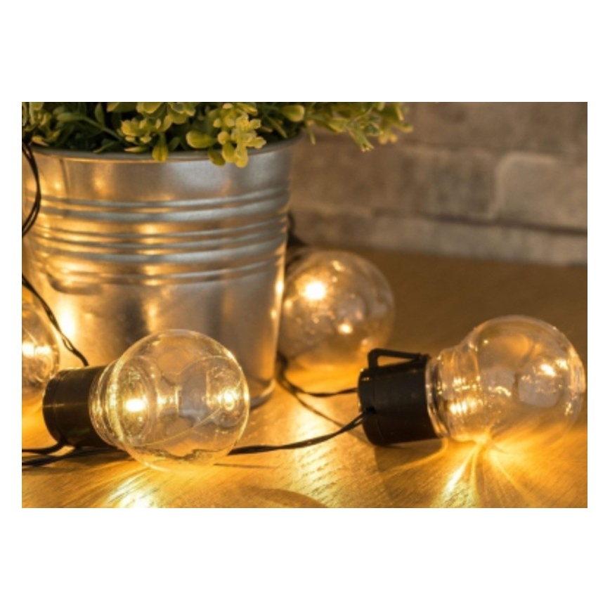 LED Päikesepaneeliga valguskett 10xLED/1,2V 2m 300 mAh IP44 soe valge