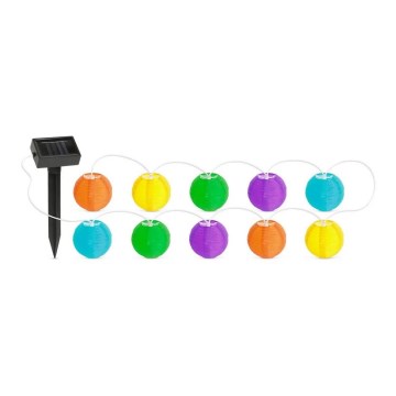 LED päikesepaneeliga valguskett 10xLED/1,2V 3,7m 300mAh IP44 mitmevärviline