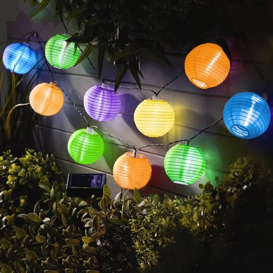 LED Päikesepaneeliga valguskett 10xLED/1,2V 3,7m 300mAh IP44 mitmevärviline