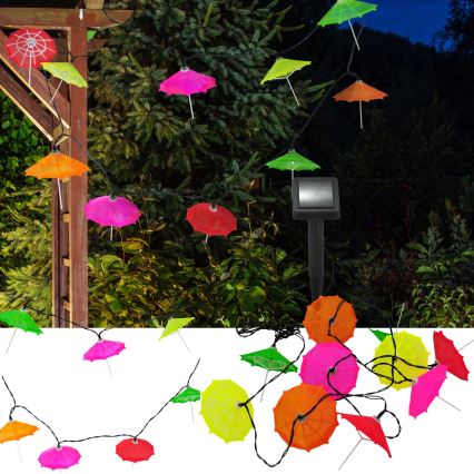 LED päikesepaneeliga valguskett 10xLED/1,2V 300 mAh 3,8 m IP44 vihmavarjud