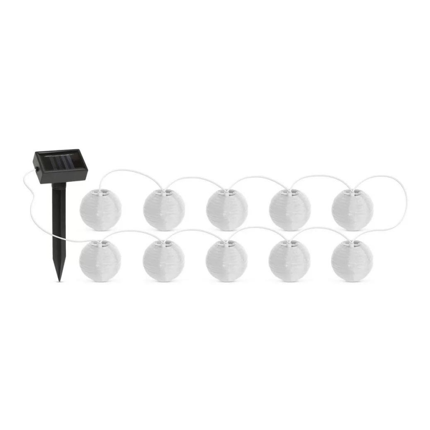 LED päikesepaneeliga valguskett 10xLED/1,2V 300mAh 3,7m IP44 külm valge