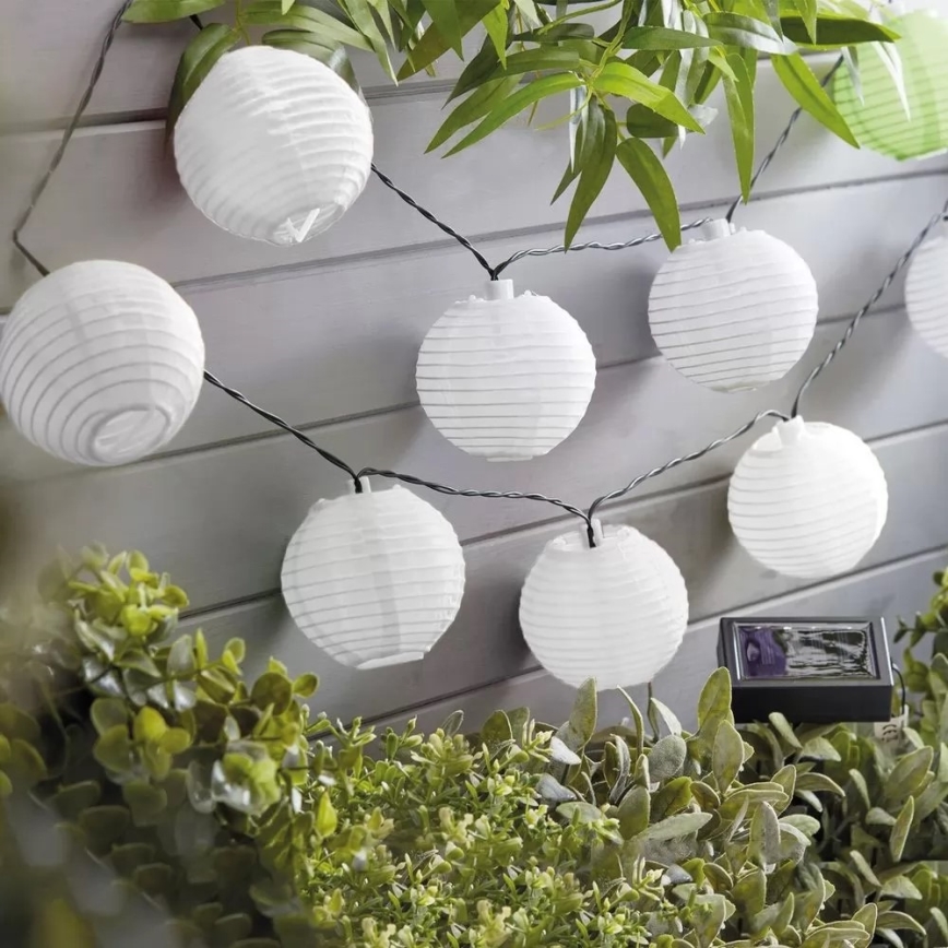 LED päikesepaneeliga valguskett 10xLED/1,2V 300mAh 3,7m IP44 külm valge