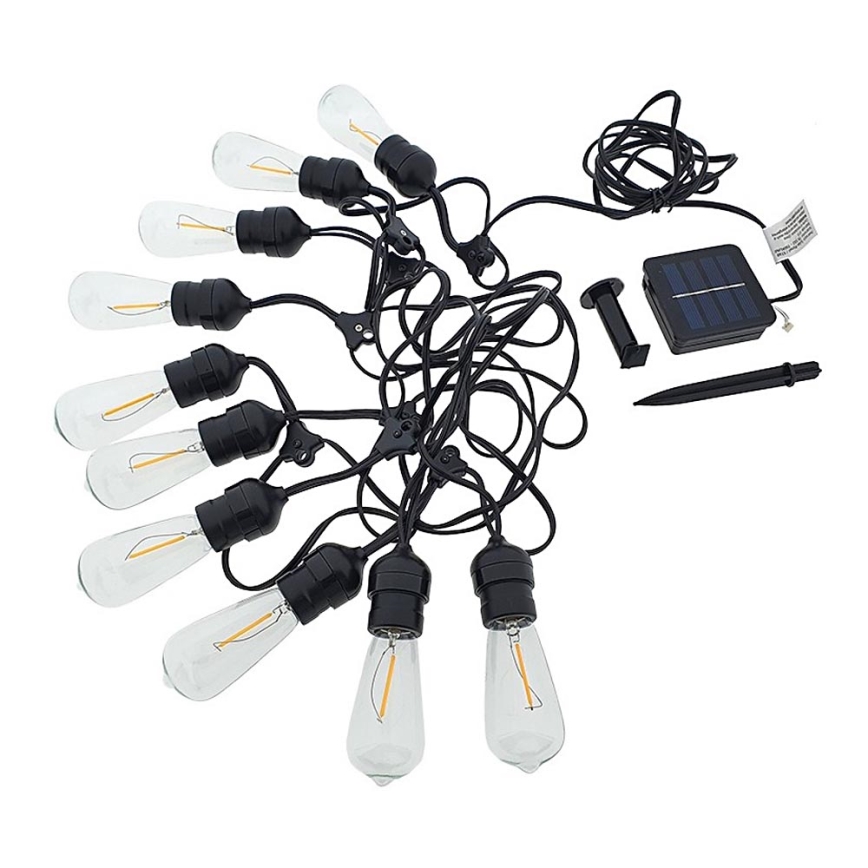 LED Päikesepaneeliga valguskett 10xLED/1,2V 600 mAh 5,94m IP44 soe valge