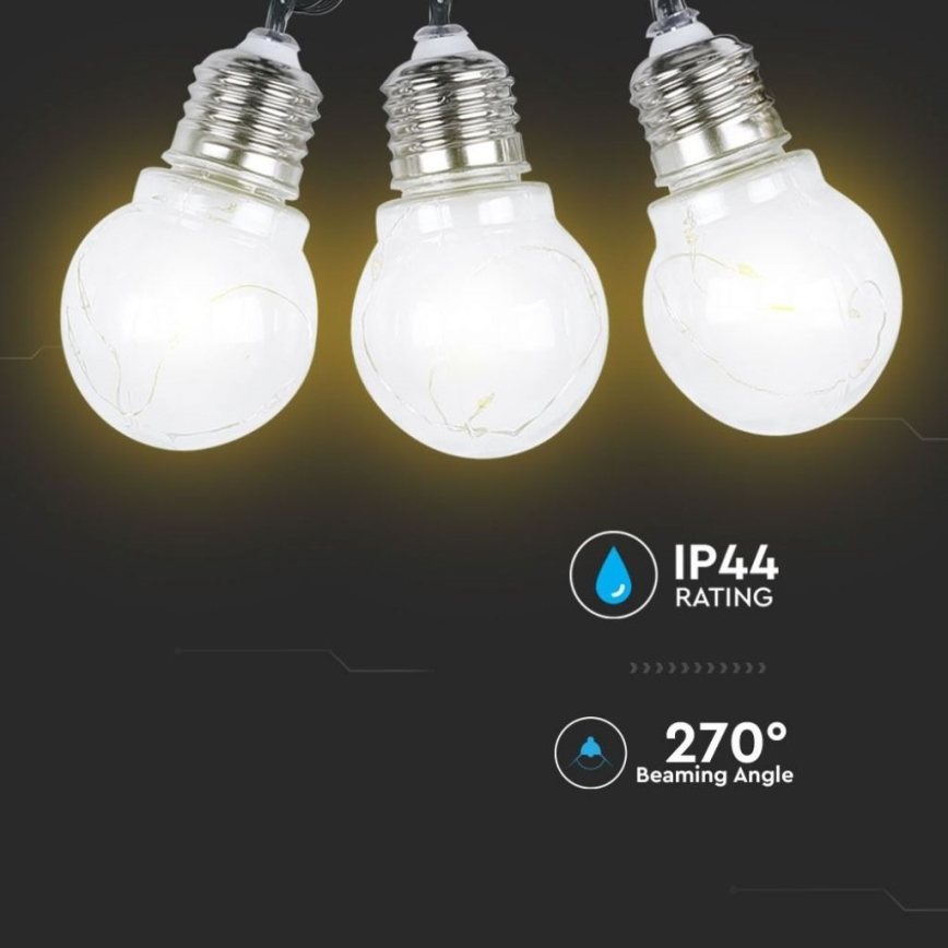 LED Päikesepaneeliga valguskett 10xLED/1W/1,2V 1xAA 2 m IP44 3000K 300 mAh