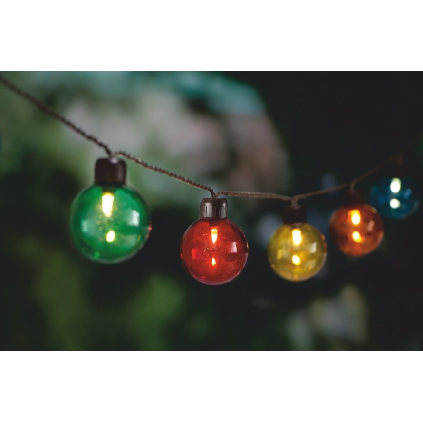 LED Päikesepaneeliga valguskett 10xLED/3,65m 600 mAh IP44 mitmevärviline