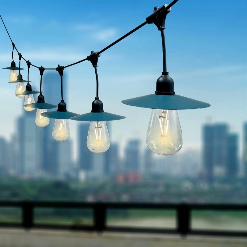 LED Päikesepaneeliga valguskett 15xLED/0,2W/3,7V 15,6 m 3000K IP44 2400 mAh