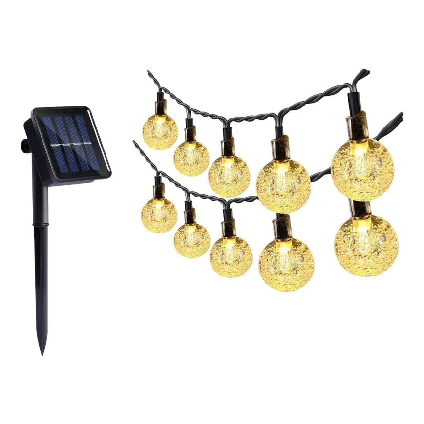 LED päikesepaneeliga valguskett 30xLED/0,12W/1,2V 1xAA 3000K IP44 400 mAh