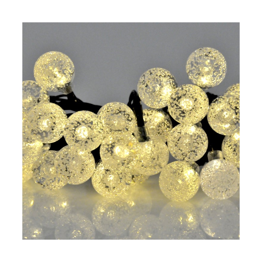 LED Päikesepaneeliga valguskett 30xLED/8 funktsiooni 4,9m IP44 soe valge