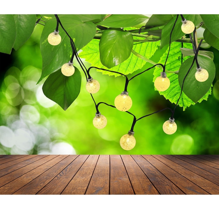 LED Päikesepaneeliga valguskett 30xLED/8 funktsiooni 4,9m IP44 soe valge