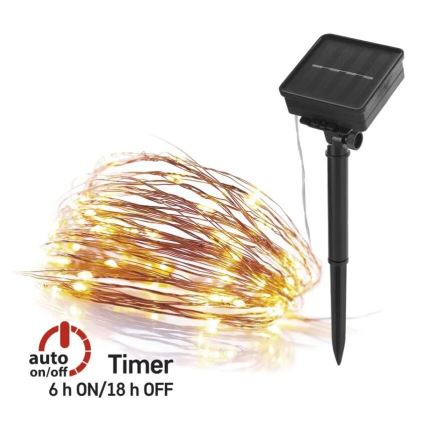LED päikesepaneeliga valguskett LED/2,4W/1,2V 1xAA 15 m IP44 3000K 600 mAh