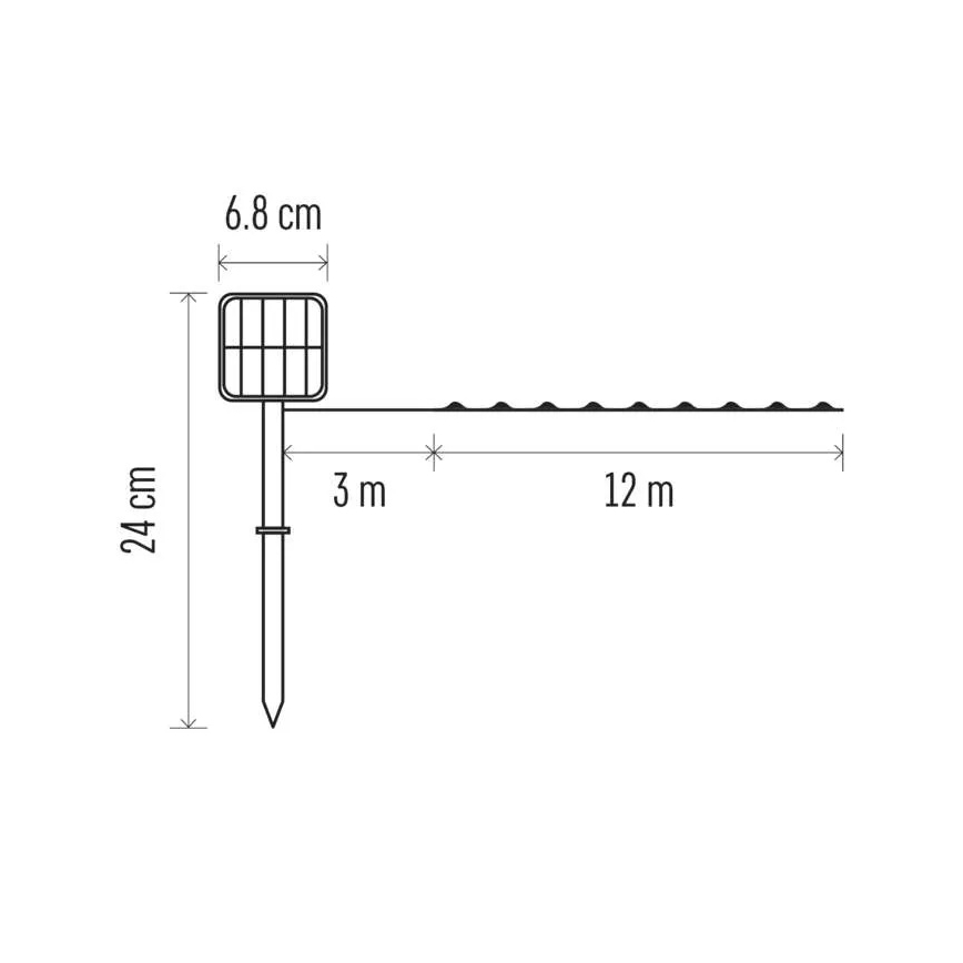 LED päikesepaneeliga valguskett LED/2,4W/1,2V 1xAA 15 m IP44 3000K 600 mAh
