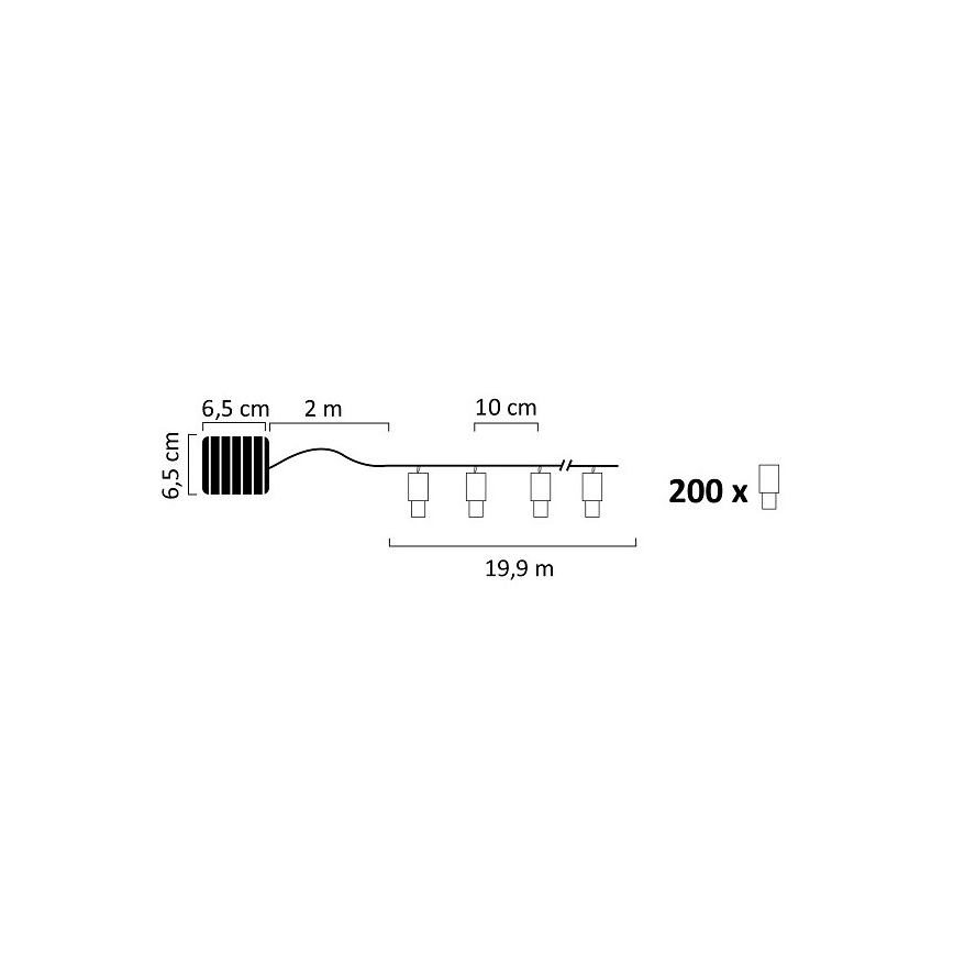 LED päikesepaneeliga valguskett SHINE 200xLED/1,2V 21,9 m IP44