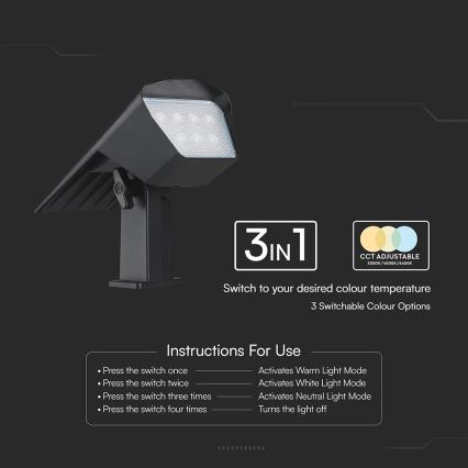 LED päikesepaneeliga valgusti 2-ühes LED/1,3W/3,7V 3000/4000/6400K IP65 1200 mAh