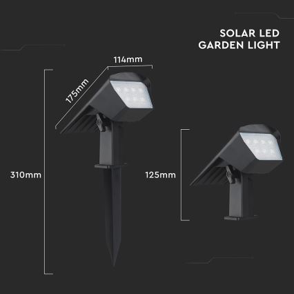 LED päikesepaneeliga valgusti 2-ühes LED/1,3W/3,7V 3000/4000/6400K IP65 1200 mAh
