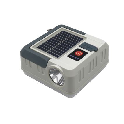 LED Hämardatav laetav päikesepaneeliga lamp akupanga funktsiooniga LED/1W/5,5V 8000K IPX4 1200 mAh hall